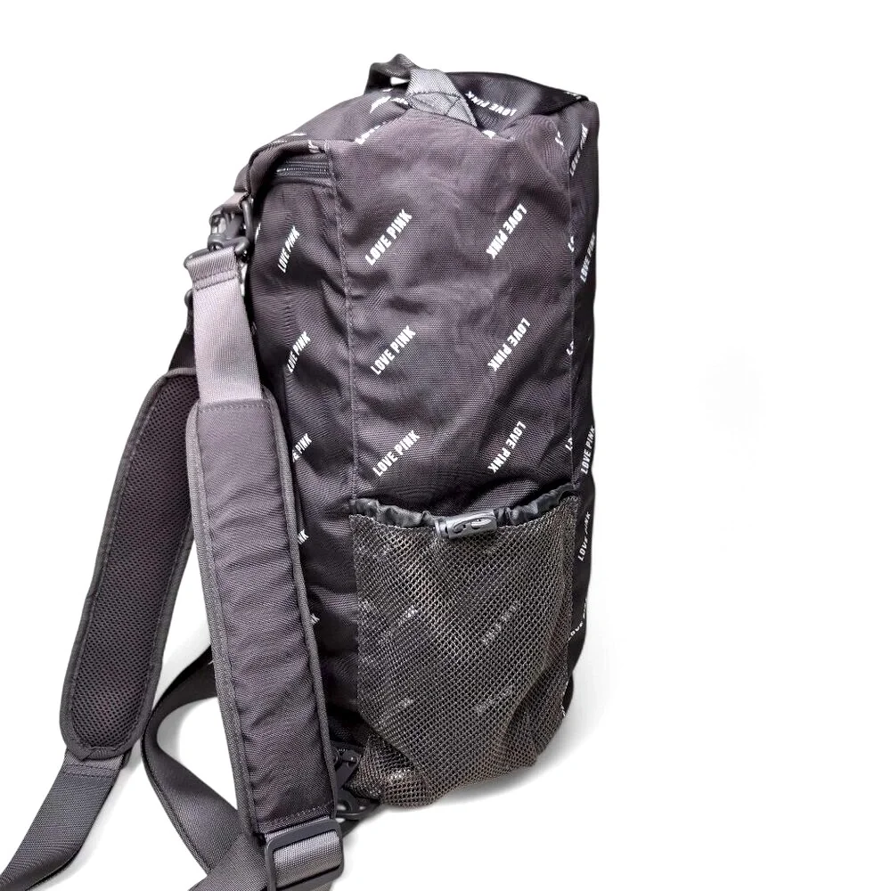 Victoria's Secret Pink Convertible Back Pack x Duffle Bag Grey Canvas Workout